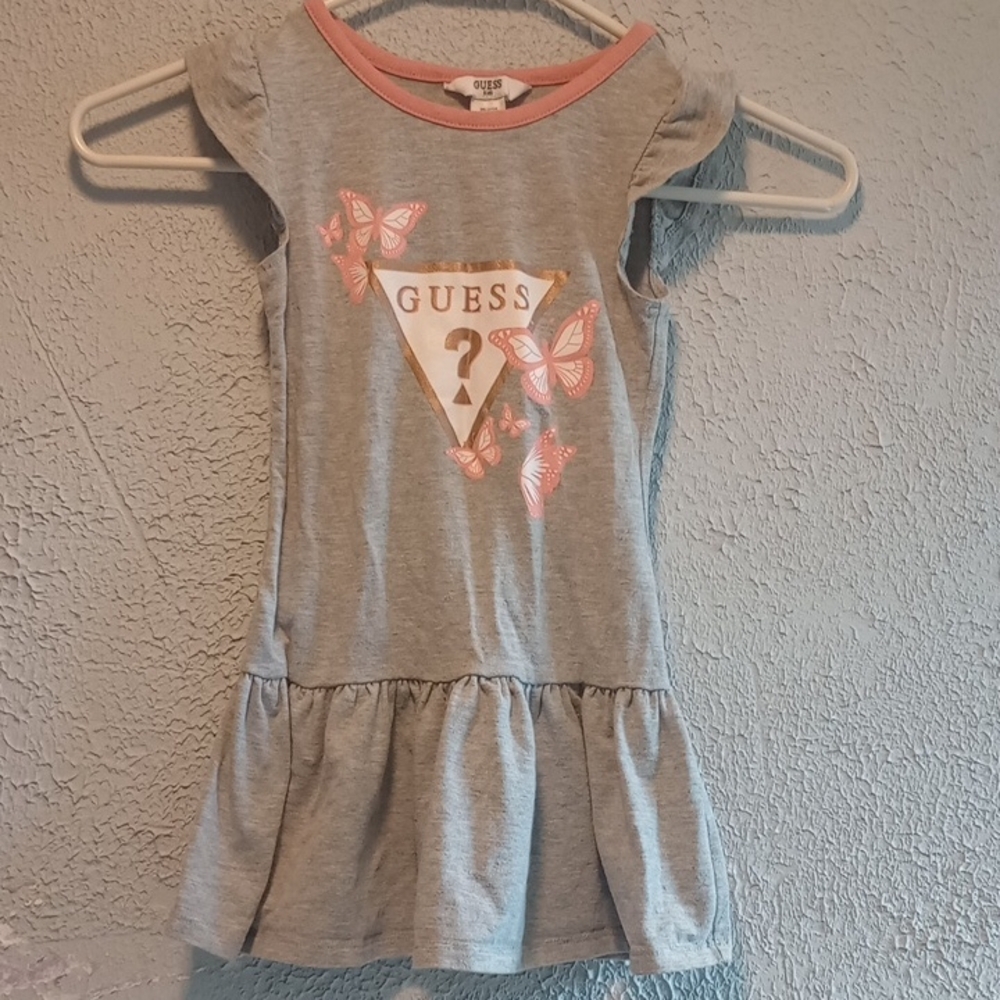Guess Kids Dress in Gray with Pink Butterflies